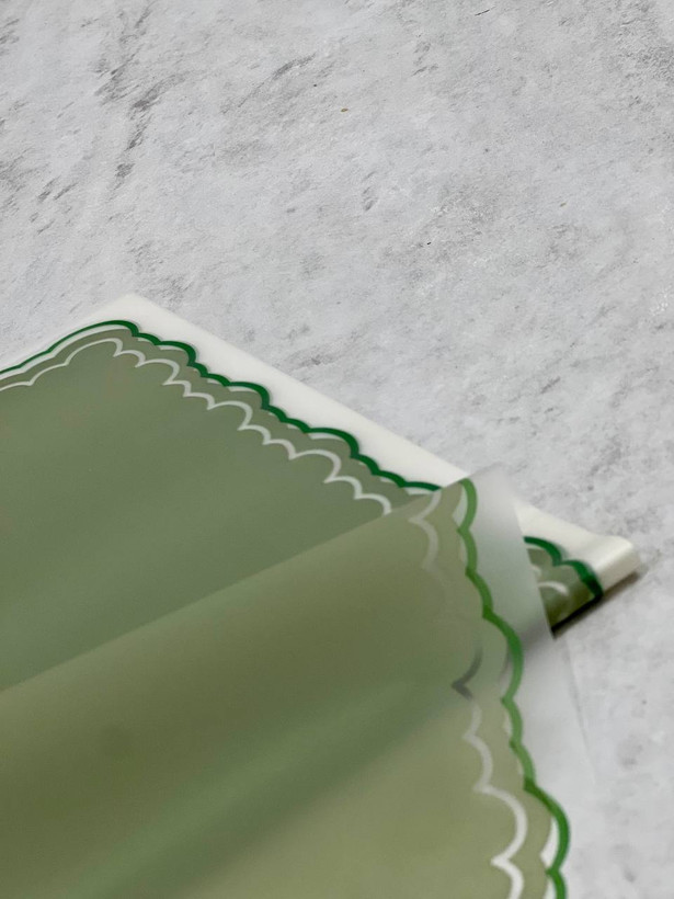 کاغذ ضدآب گل آرایی بسته ۲۰ برگی حاشیه دار لبه دالبری رنگ سبز مدل xsp-02