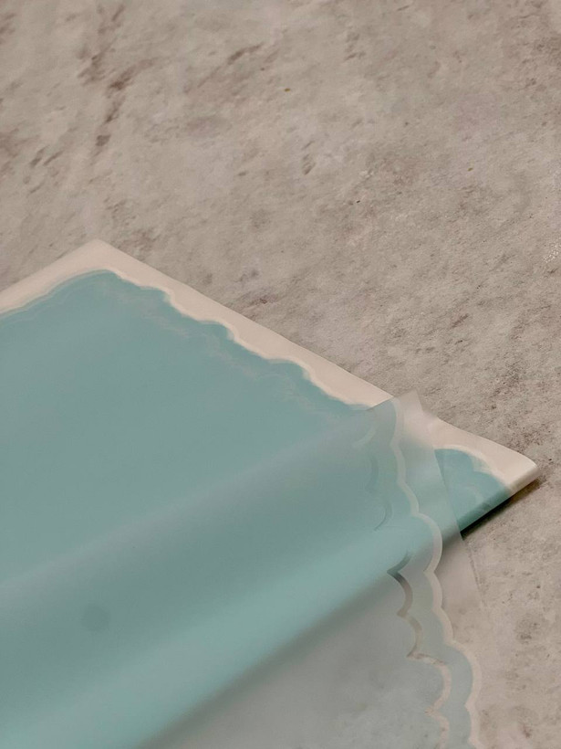 کاغذ ضدآب گل آرایی بسته ۲۰ برگی حاشیه دار لبه دالبری رنگ فیروزه ای مدل xsp-03